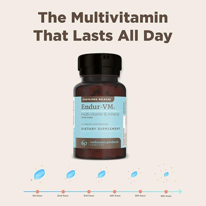 ENDUR-VM - Without Iron – Sustained-Release Daily Multi-Vitamin - Vitamin A, Vitamin C, Vitamin D, Vitamin E, Vitamin B12 - Zinc for Immune Health Support + Calcium & More - 150 Tablets