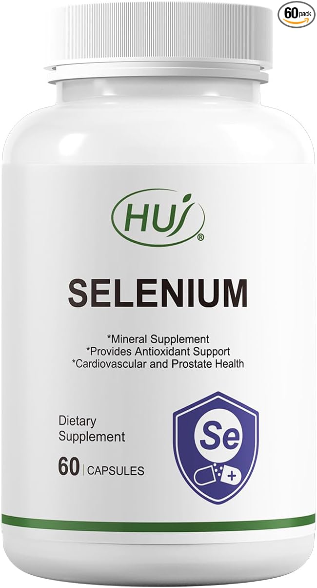 HUJ Selenium Supplement, 60 Capsules, Antioxidant Support, Mineral Supplement