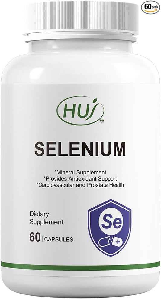 HUJ Selenium Supplement, 60 Capsules, Antioxidant Support, Mineral Supplement
