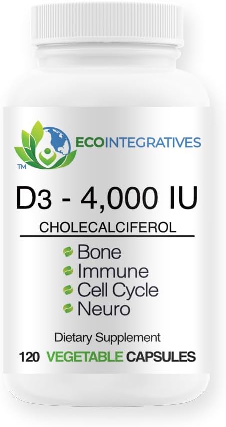 D3 4,000 iu (Cholecalciferol) Hypoallergenic Support for Muscles, Bones, Teeth, Breast, Prostate, Cardiovascular, Colon and Immune Health – 120 Vegetable Capsules