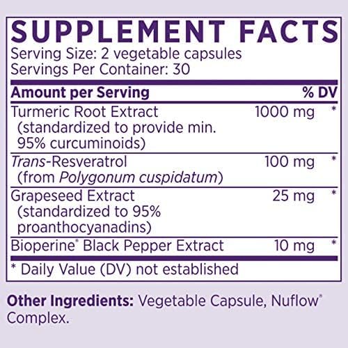 NAOMI Turmeric Curcumin All Fully Standardized 1000mg 95% Curcuminoids, BioPerine High Absorption & Resveratrol, Clinically Studied, Joint Support, Supports Healthy Muscle Response