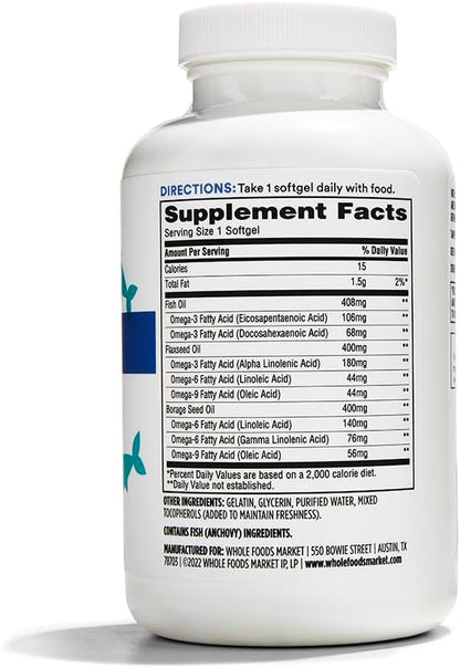 365 by Whole Foods Market, Omegaforce 3 6 9 Complex, 120 Softgels (Pack of 2)