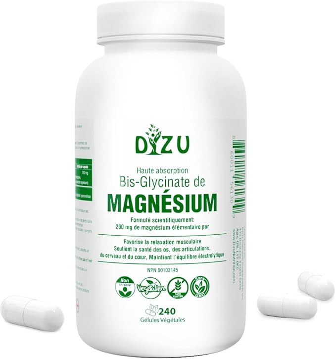 Dizu - Magnesium Bisglycinate 200 mg, Pure Elemental Chelated Complex, Supports Sleep, Muscle, Bone, Heart & Energy Metabolism, with Glycine & Oxide, Vegetable Capsules