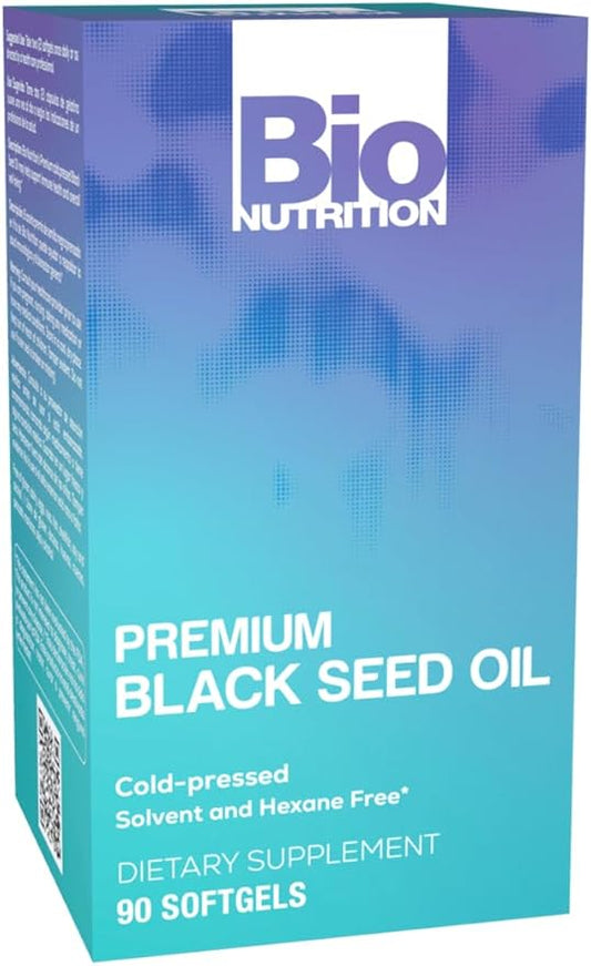 Bio Nutrition Black Seed Oil Premium 90 Softgels | Cold Pressed | Hair & Skin