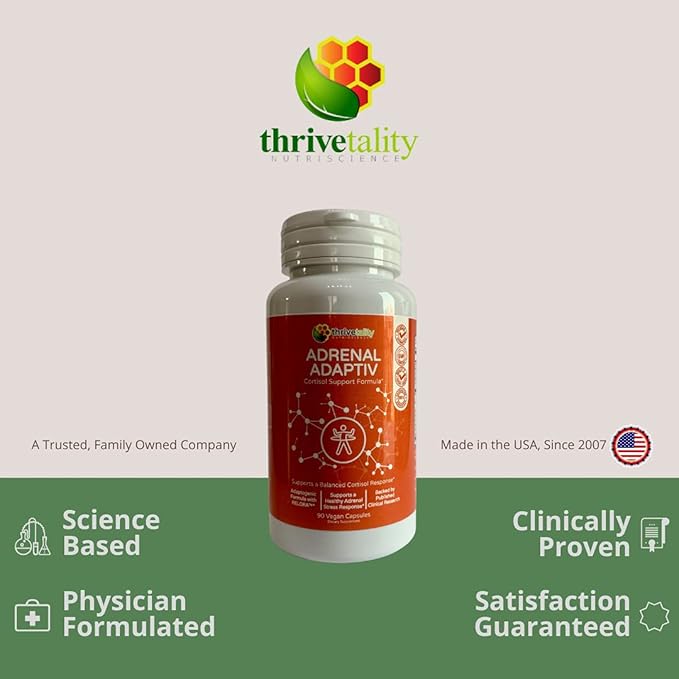 Adrenal ADAPTIV Cortisol Support Formula by Thrivetality | #1 Physician Formulated | Clinically Proven | Adaptogen Blend with RELORA, Ashwagandha and Rhodiola
