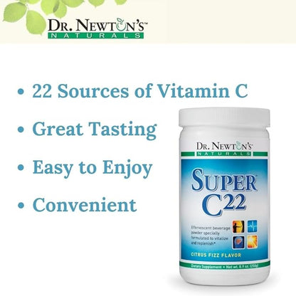 Dr. Newton’s Naturals Super C22 Effervescent Vitamin C Fizzy Powdered Drink Mix with 22 Natural Sources of Vitamin C – 1500mg -8.9 Ounce Can