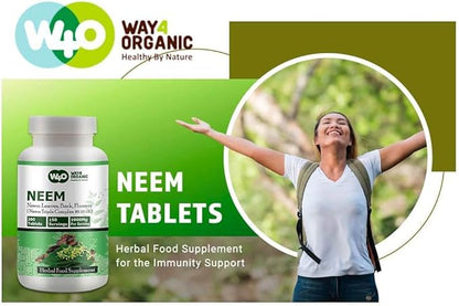 Neem Triple Complex - High-Potency Azadirachta Indica Tablets, Neem Leaves, Bark, Flowers in Ratio (80:10:10) - 300 Tablets, 150 Serving, 1000 Mg (1 Pack)