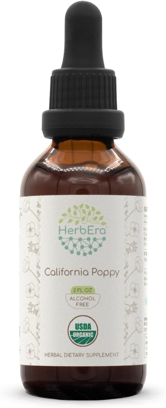 California Poppy B60 USDA Organic Tincture | Alcohol-Free Extract, High-Potency Herbal Drops | Certified Organic California Poppy (Eschscholzia Californica) Dried Herb and Flower (2 fl oz)