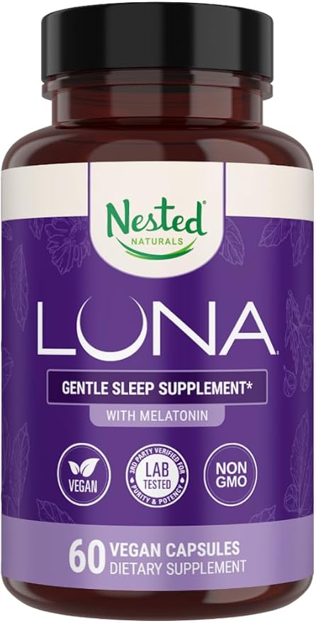 Luna Sleep Aid - Non-Habit Forming Natural Sleeping Pills for Adults with Naturally Sourced Ingredients - Valerian Root, Melatonin, Chamomile, Lemon Balm, and More - 60 Vegan Capsules