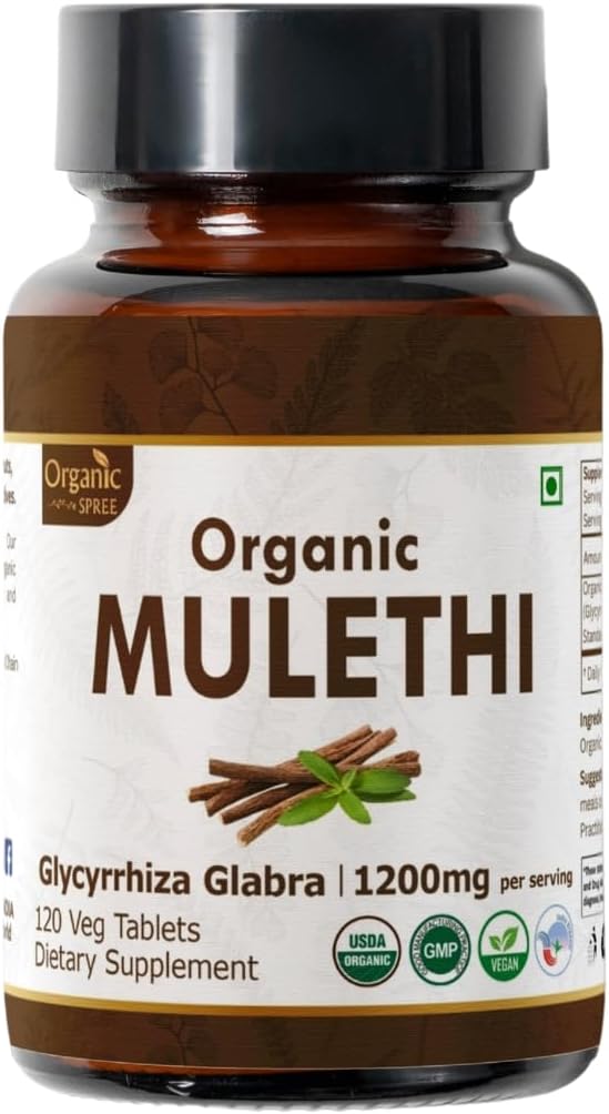 MULETHI - Licorice 120 Tablets | Glycyrrhiza Glabra (Mulethi) | Liquorice Root | USDA Organic Certified | Supports Healthy Digestion | Organic and Natural 120 tab