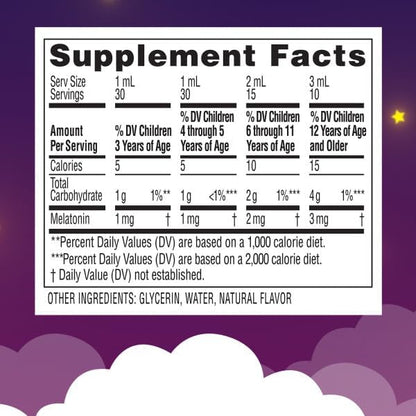 Zarbee's Kids Sleep Supplement Liquid with 1mg Melatonin; Drug-Free & Effective; Easy to Take Natural Berry Flavor for Children Ages 3 and Up; 1 Fl Oz Bottles, Pack of 2