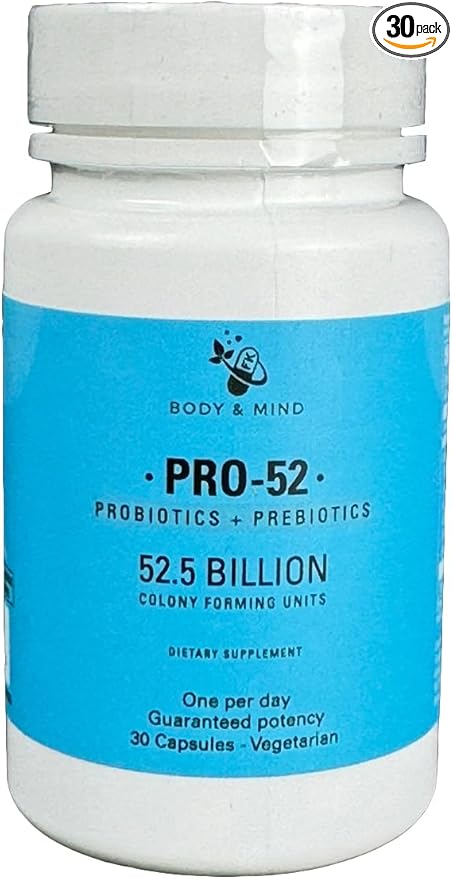 Pro-52 Probiotics + Prebiotics Supplement, 52.5 Billion CFU, 30 Vegetarian Capsules.