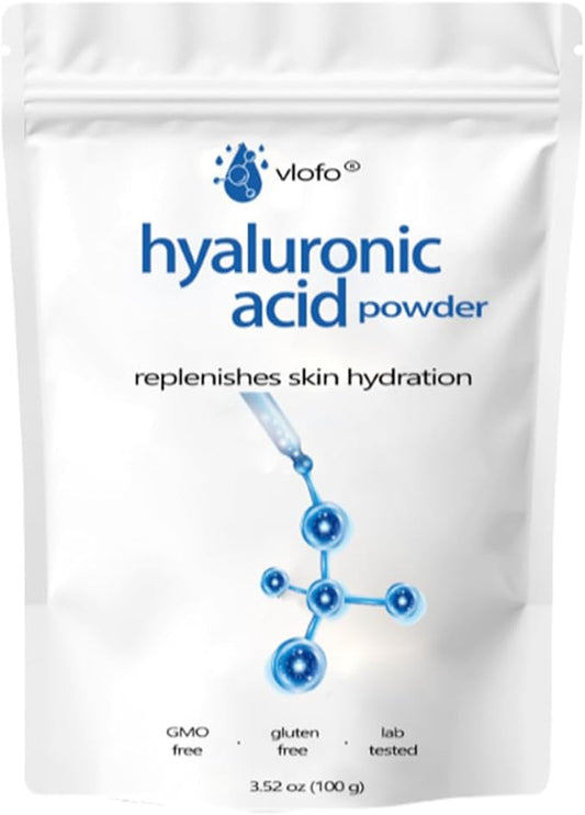 Hyaluronic Acid Powder for Skin Care - Low Molecular Weight, Vegan Cosmetic Grade, Water-Soluble Moisturizing Ingredient for DIY Facial Serum & Anti-Aging Skincare