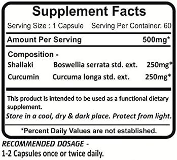 Planet Ayurveda Boswellia Curcumin, 500mg Veg Capsules - 2 Bottles
