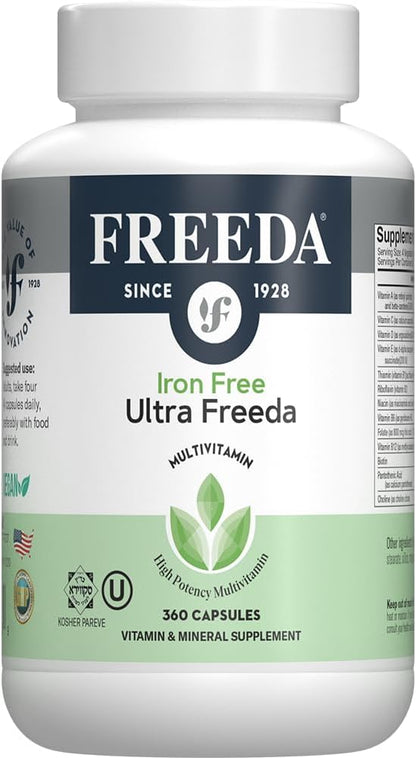 Freeda Multivitamin - Iron Free Ultra Freeda - Kosher Multi Vitamins Supplements for Women Health - Men’s Vitamins for Men Health - Multivitamins for Men & Women Adult Vitamins Multivitamin (360)