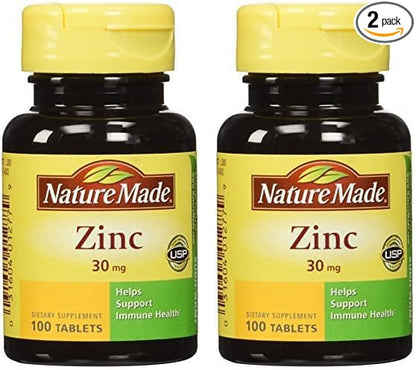 Nature Made Zinc Tabs - 30 mg - 100 ct (Pack of 2)
