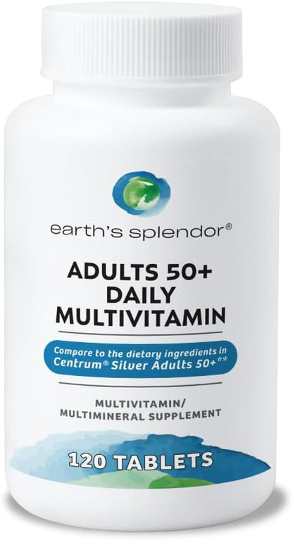 Earth's Splendor Adults 50+ Daily Vitamin- Overall Wellness Support, Daily Nutrients, 120 Day Supply