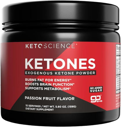 KETO SCIENCE Ketones Powder, Exogenous Ketone Powder, with goBHB, Keto Electrolytes Powder, Supports Metabolism, Focus and Workout Support, Passion Fruit Flavor, 15 Servings