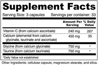 Tri-Cal - Taurine, Glycine and Calcium for Relaxation and Sleep (100 Veggie Capsules)