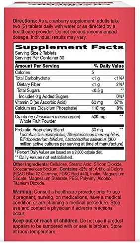 21st Century Cranberry Plus Probiotic Tablets,2 Count