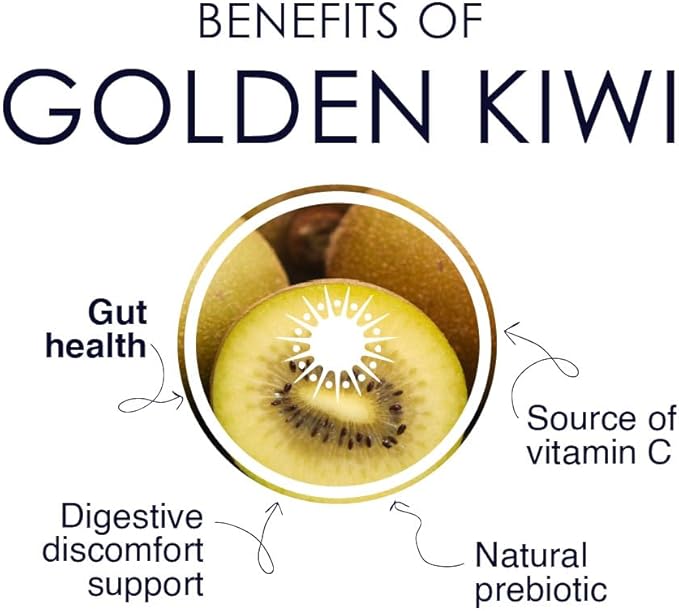 Kiwi Prebiotic + Vitamin C Chews 100% New Zealand Golden Kiwi for Gut Health, Digestion Support & Regular Bowel Movements (30 Tablets)