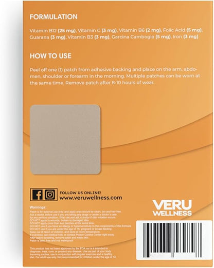 Veru Wellness B12 Energy Patch, Natural Patch B12, Garcinia - Self Adhesive Time Release Patch (60 Days)