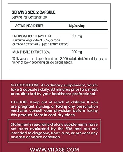Liver Cleanse Detox & Repair, Liver Complex W/Milk Thistle Extract, Garcinia, Curcumin C3, Support Herbal Dietary Supplement, Detox Formula for Women & Men, 60 Capsule (Pack of 2)