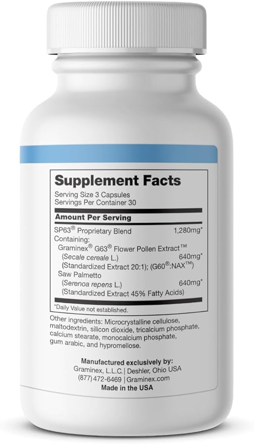 Prostanex - Prostate Health Supplement Flower Pollen Extract, Saw Palmetto - Support for Bladder Control & Urinary Tract Health, Rye Pollen Extract Made in USA, 90 Vegetarian Capsules