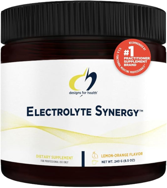 Designs for Health Electrolyte Synergy Powder - Hydration Support Drink Mix Powder Supplement with Vitamin C, D-Ribose + Antioxidants - Natural Lemon-Orange Flavor (30 Servings / 240g)