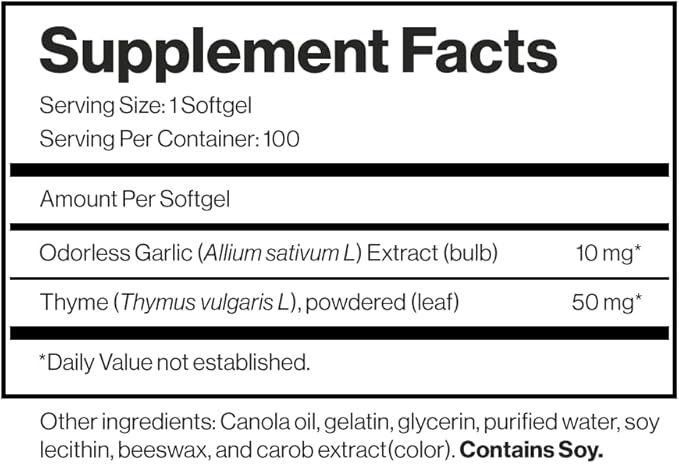 Forever Living - Forever Garlic-Thyme - Cardiovascular & Immune Support with 10mg Garlic Extract & 50mg Thyme Leaf Powder - Odorless Softgel, Gluten-Free - 100 Softgels