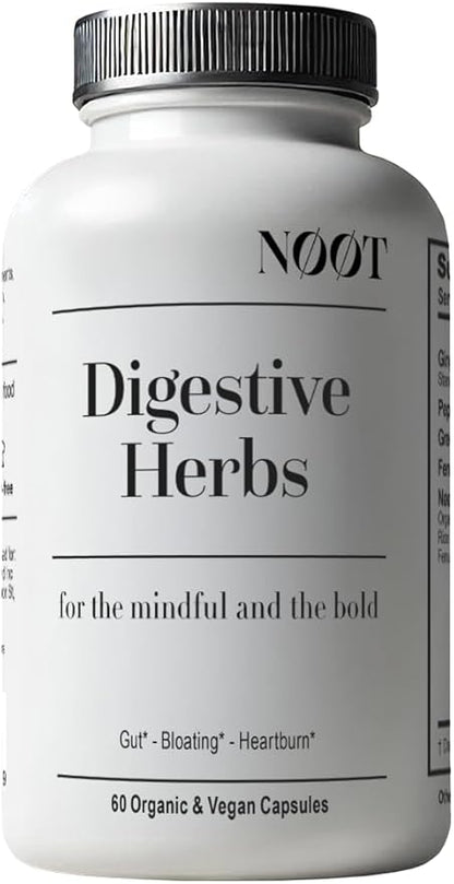 Digestive Herbs for Gas, Bloating, Discomfort & Indigestion - Heartburn Support - Ginger, Peppermint, Cardamom, Fennel Seed - Digestive Supplement - 60 Capsules / 1 Month Supply