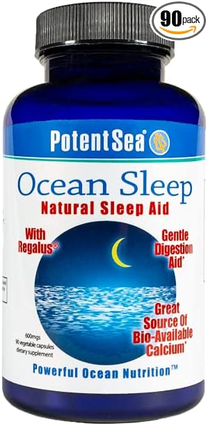 Ocean Sleep, Natural Sleep Aid Supplement, Restful, Clean Sleep, Bioavailable Magnesium and Calcium, 90 Caps