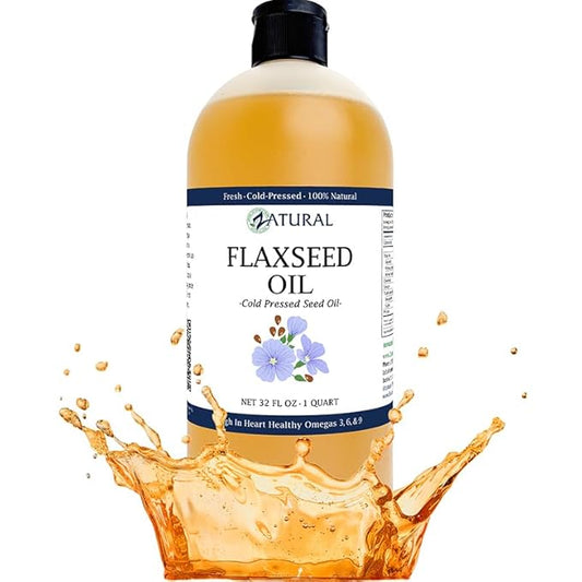 Zatural Flaxseed Oil Organically Grown 100% Pure Cold Pressed Omega Rich Fatty Acids 32oz