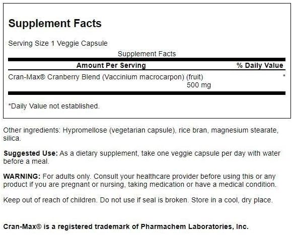 Swanson Cran-Max 500 Milligrams 120 Veg Capsules