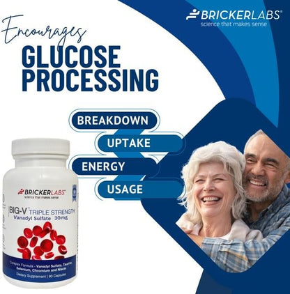 Big-V Triple Strength Vanadyl Supplement: Vanadyl Sulfate 30 mg, Taurine 600 mg, Selenium, Chromium and Niacin, Blended Mineral Supplement Capsules 90 ct