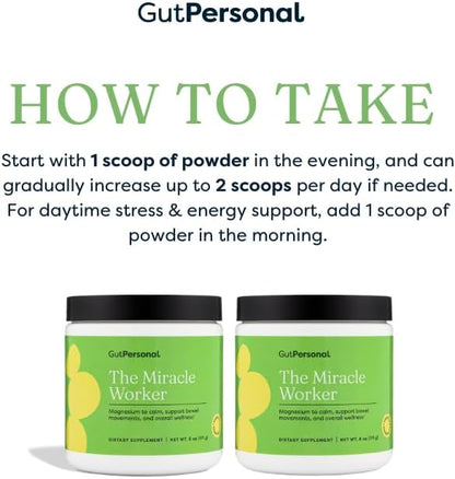 The Miracle Worker Magnesium Glycinate Powder for Sleep - Chelated Magnesium Drink Powder Supplement Helps Reduce Stress & Regularity While Easing Muscle Cramps with Strawberry Flavor - 30 Servings