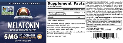 Source Naturals Melatonin 5 mg - 50 Orange Flavored Lozenges