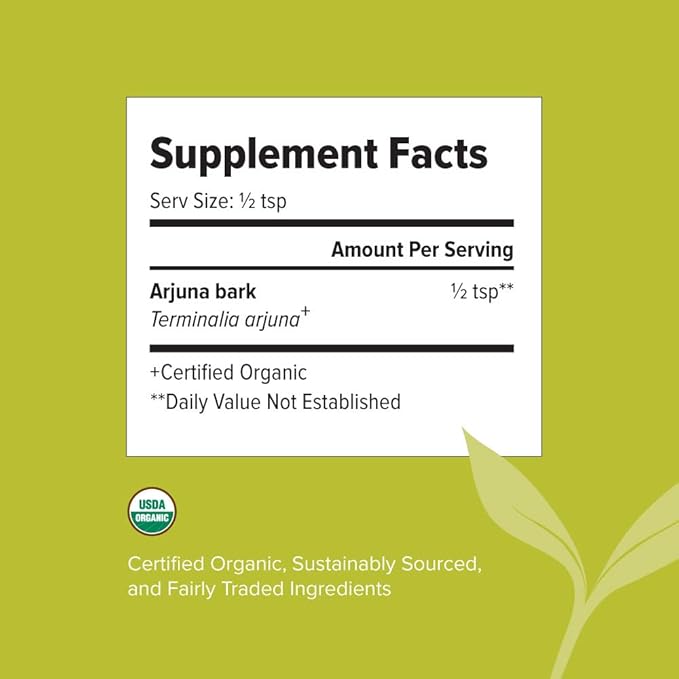 Banyan Botanicals Organic Arjuna Powder ­­– Arjuna Bark Powder (Terminalia Arjuna) –Traditional Herbal Heart Supplement for Proper Heart Function* – 1/2 lb. – Non-GMO, Sustainably Sourced, Vegan*