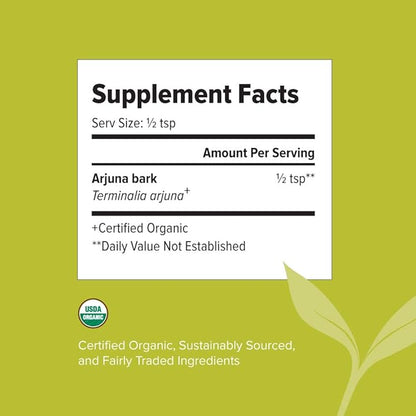 Banyan Botanicals Organic Arjuna Powder ­­– Arjuna Bark Powder (Terminalia Arjuna) –Traditional Herbal Heart Supplement for Proper Heart Function* – 1/2 lb. – Non-GMO, Sustainably Sourced, Vegan*