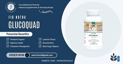 FiG Nutra ‘GlucoQuad’ Capsules | Herbal Blood Sugar Support Supplement | Gymnema, Fenugreek, Cassia, Syzygium Blend | 60 Veg Capsules