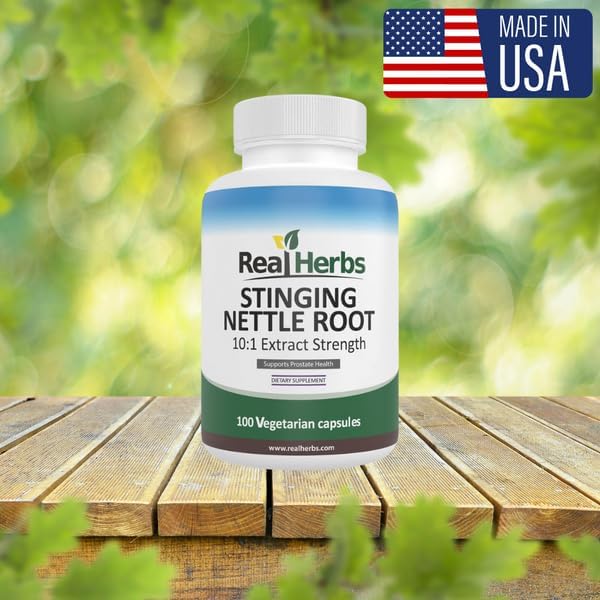 Real Herbs Stinging Nettle Root Extract 7500mg (750mg of 10:1 Extract) – Vegetarian Friendly, Non-GMO, Gluten-Free – Supports Prostate & Urinary Health – 100 Capsules