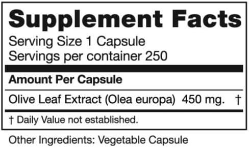 Seagate Products Olive Leaf Extract 450 mg 250 Capsules