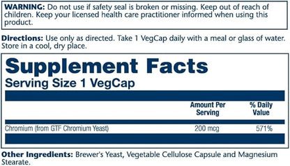 Solaray GTF Chromium Capsules, 200mcg | 100 Count | Pack of 3