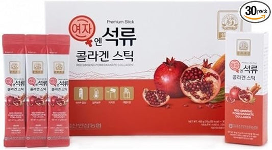 Korean Beauty Baekje Geumsan Women's Pomegranate Collagen Jelly Stick 5.1oz / 30 Count (5 Pack)