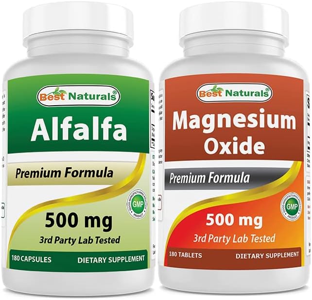 Best Naturals Alfalfa Green Super Food 500 mg & Magnesium Oxide 500 mg