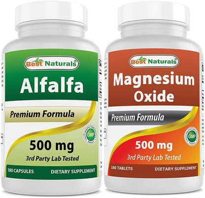 Best Naturals Alfalfa Green Super Food 500 mg & Magnesium Oxide 500 mg