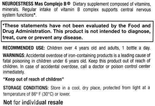 Plus B Complex Dietary Supplement - Vitamin C, B1, B2, B3, B5, B6, B12, Potassium, Manganese, Iron, Magnesium, Zinc - Supports Central Nervous System - 1 Bottle Daily Dose