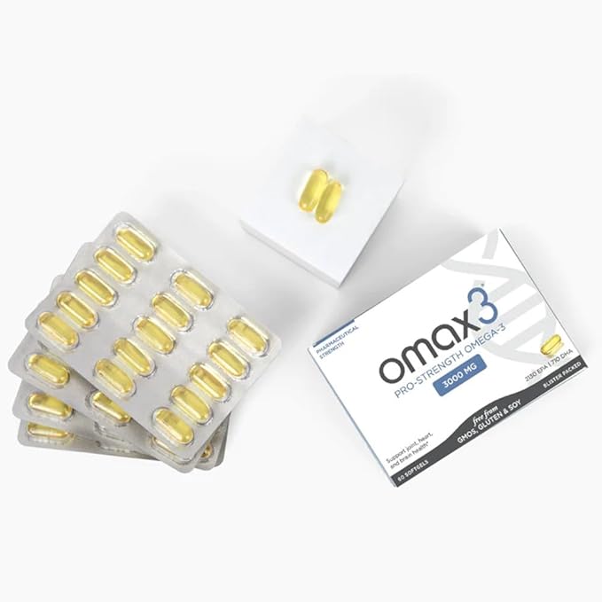 Omax3 Pro-Strength Ultra-Pure Omega-3 Fish Oil - 1000 mg - Maximum Professional Joint & Muscle Support - EPA DHA - NSF Certified - 60/per Softgel Blister (Pack of 2)