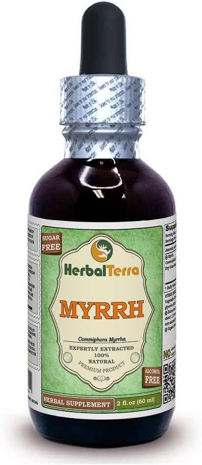 Myrrh (Commiphora Myrrha) Glycerite, Organic Dried Gum Resin Alcohol-Free Liquid Extract 2 oz