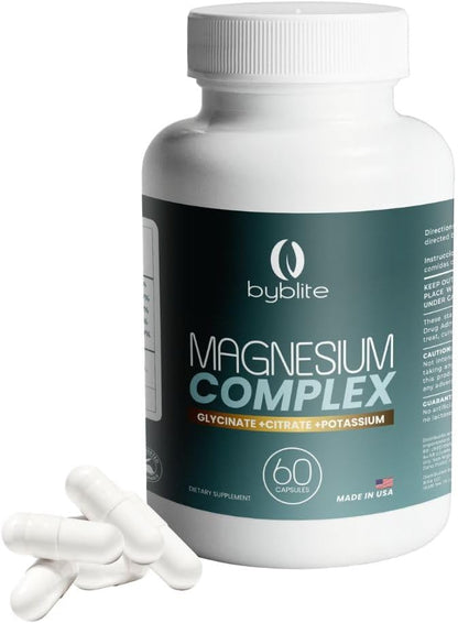 Magessium Complex/Helping Sleep and Relaxation/Glycinate 800 mg/Potassium Advanced Formula May Help Health and wellbing/Citrate Fast absortion/can Help for Cardiovascular Health, byblite